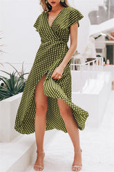 Sommerkleid aus Satin mit Vintage-Punktemuster